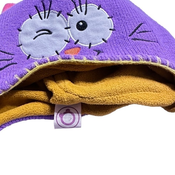Flipeez Winking Kitty Cat Purple Pink Knit Hat with Moveable Tail Size OS - Picture 3 of 10